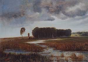 А.К. Саврасов (1830—1897). Пейзаж с болотом и лесистым островом